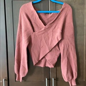 Brand new front cross cropped sweater